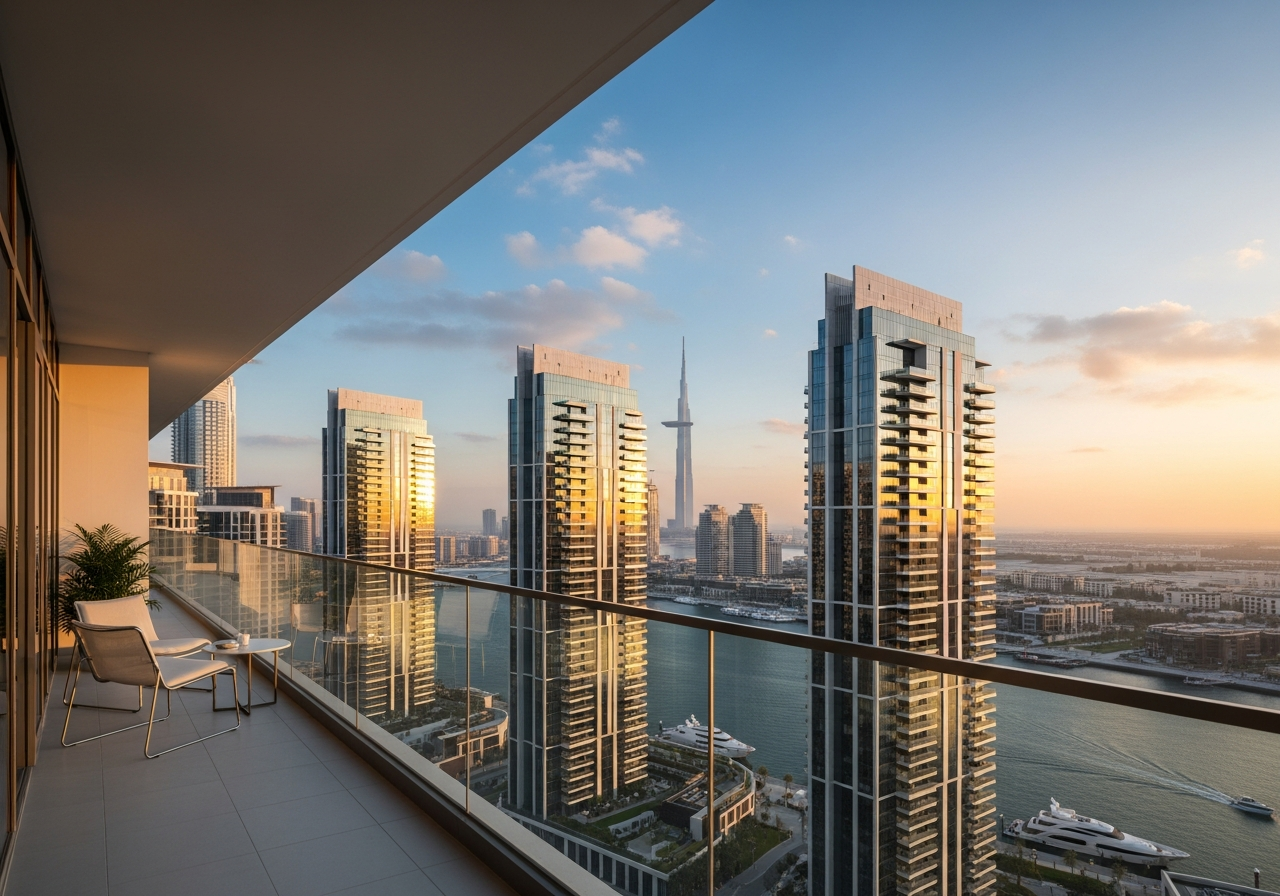 Luxury apartments for sale in Dubai Creek Harbour with stunning views of the creek and the city's enchanting skyline