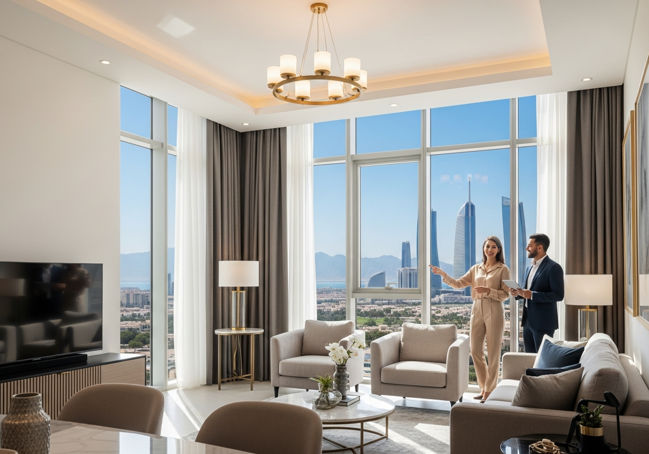 Ras Al Khaimah'ta lüks bitişlere ve modern iç tasarıma sahip satılık hazır konut dairesi