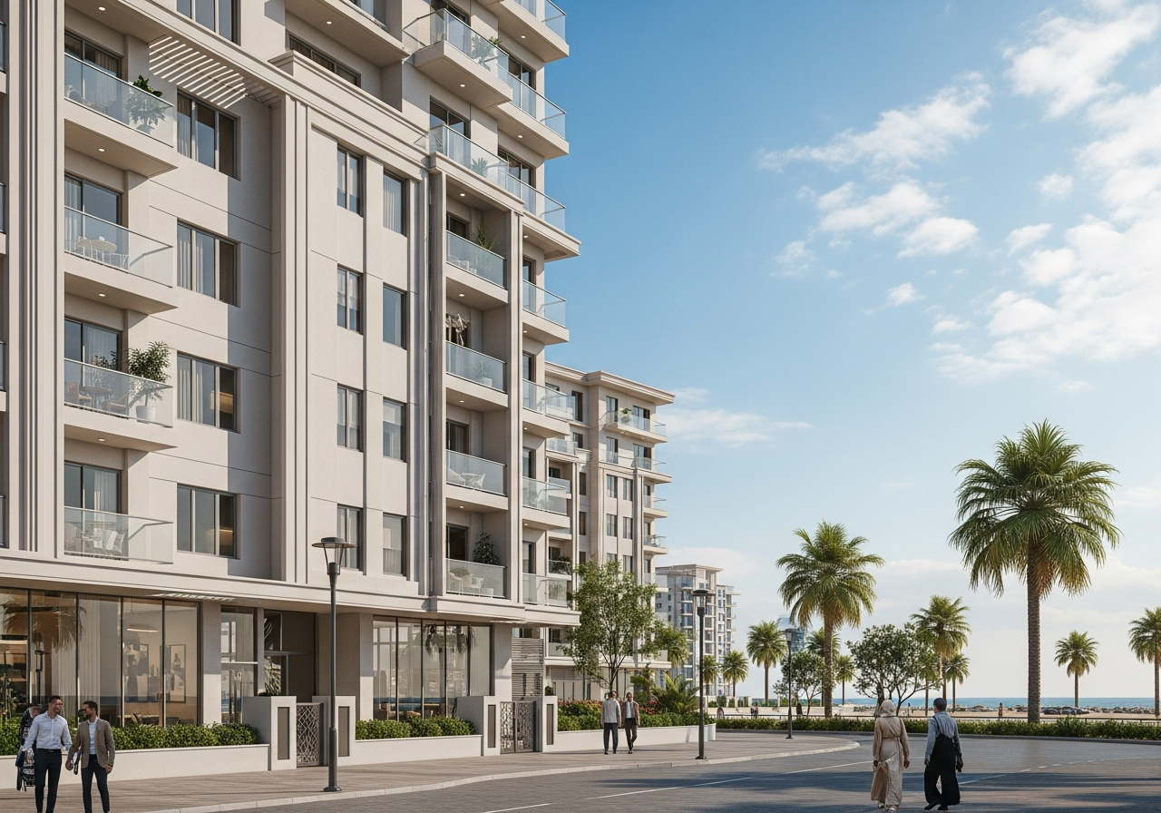 Modern apartment with sea view among apartments for sale in Ras Al Khaimah resale in Al Marjan Island area