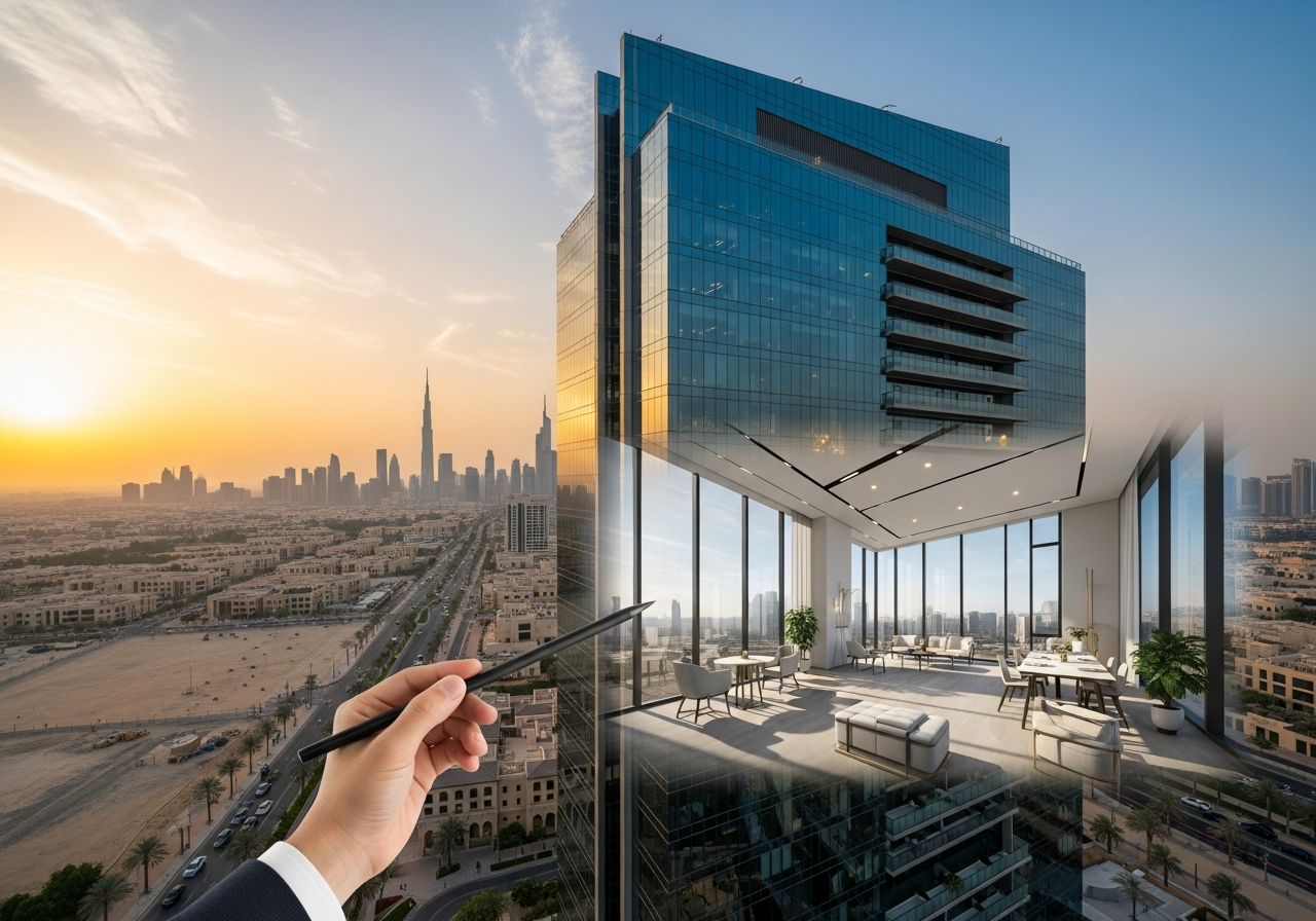 Modern commercial offices under construction for sale in Dubai’s key business centers
