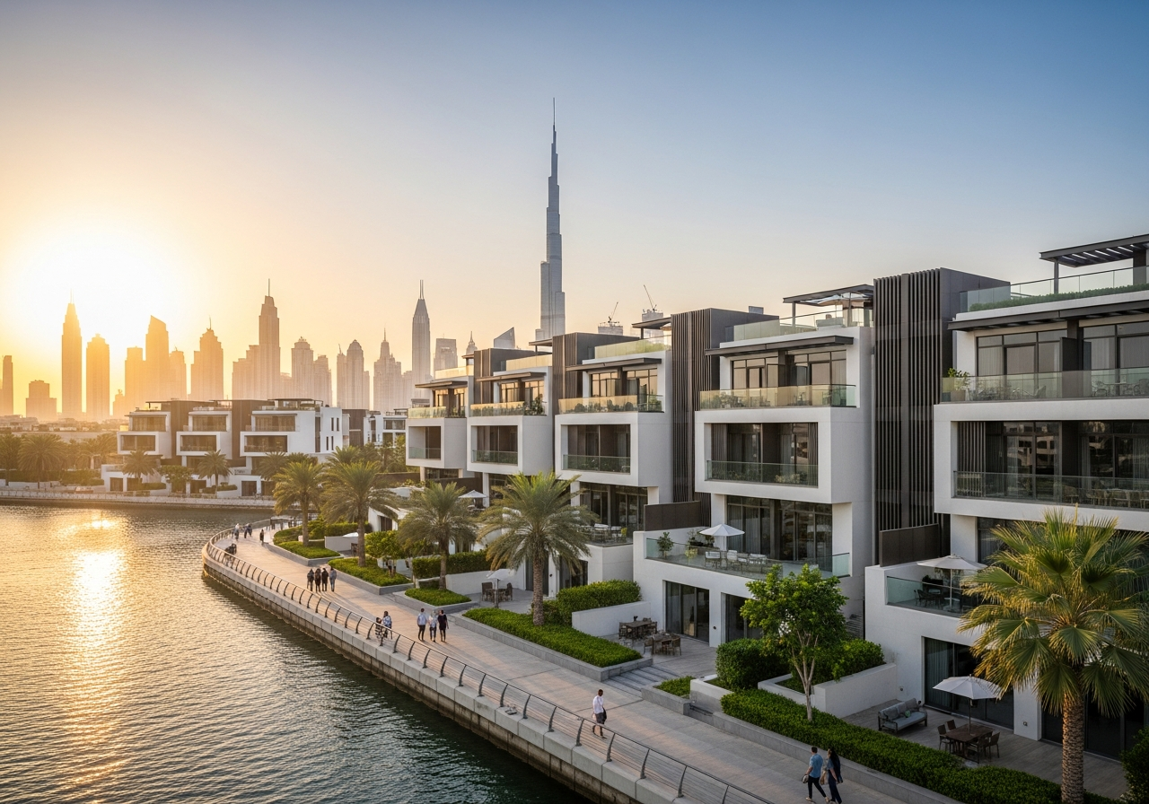 Luxury townhouse for sale in Dubai Creek featuring modern architectural design and high-quality finishes