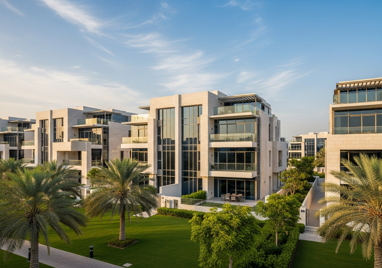 Yabancılar için Dubai'de modern cam cepheli ve özel bahçeli bir townhouse