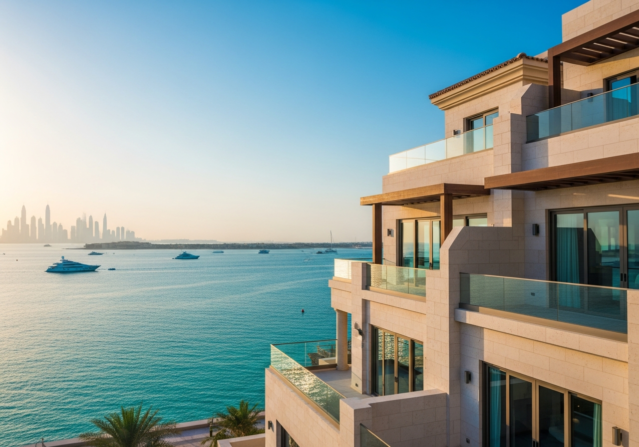 Luxury townhouse for sale in Dubai with direct seaview on a private beach and modern design